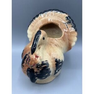 Vintage Ceramic Turkey Planter Pot Holder Thanksgiving Fall Decor